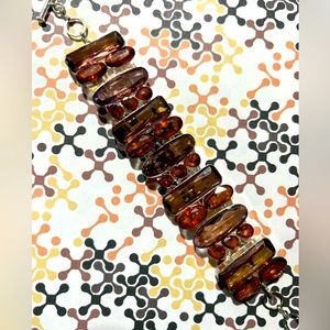 India Artisan Champagne & Burnt Orange Crystals Bracelet